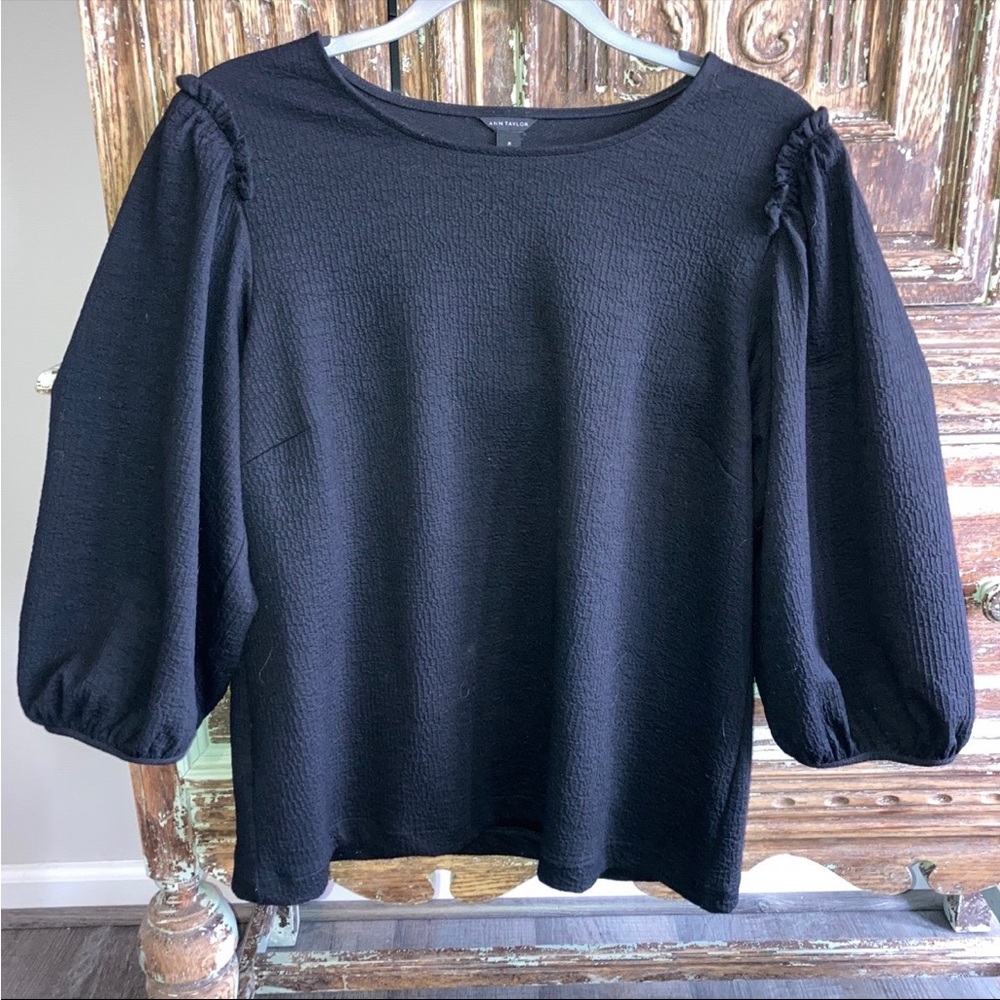 Ann Taylor Black Textured Blouse